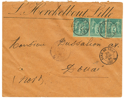 1886 5c SAGE (x3) Obl. GARE DE LILLE AMB.D Sur Env. Pour DOUAI. Superbe. - Other & Unclassified