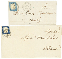 "BOURG ST MAURICE / EVIAN" : 1858/60 2 Lettres Avec SARDAIGNE 20c (n°12) Obl. BOURG ST MAURICE Et EVIAN. TB. - Other & Unclassified