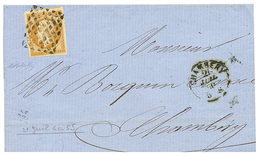 1860 FRANCE 10c EMPIRE (n°13) TTB Margé Obl. Rectangle De Points + CHAMBERY 21 Juil 60 Sur Lettre Locale. Trés Rare. Sig - Other & Unclassified