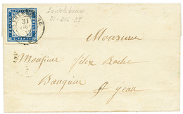 "LANSLEBOURG" : 1857 SARDAIGNE 20c (n°12) Filets Intacts Obl. LANSLEBOURG Sur Lettre. TB. - Other & Unclassified