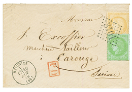 SAVOIE - Tarif Frontalier : 1872 CERES 5c + 15c Obl. GC 3101 + T.16 REIGNIER Sur Enveloppe Pour CAROUGE (SUISSE). Superb - Other & Unclassified
