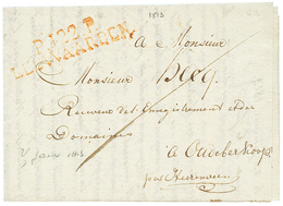 1813 P.122.P LEUWARDEN En Rouge Sur Lettre Pour OUDEBERKOOP. TB. - 1792-1815: Départements Conquis