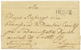 1796 Cachet Linéaire HERVE Sur Lettre Avec Texte Pour LIEGE. Superbe. - 1792-1815: Départements Conquis