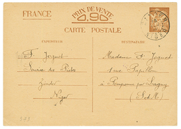 1941 CARTE INTERZONES IRIS (0,90) 4 Lignes Instructions 14 Lignes De Textes (SINAIS H1q3) Obl. ZINDER NIGER. Rare. Cote  - Army Postmarks (before 1900)