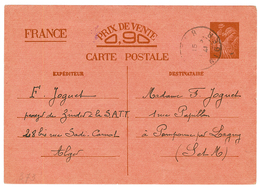 1941 CARTE INTERZONES IRIS (0,90) 4 Lignes Instructions 14 Lignes De Textes (SINAIS H1q3) Obl. ZINDER NIGER. Rare. Cote  - Marques D'armée (avant 1900)
