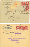 1944 Cachet Bleu LR RECUPEREE APRES/ PILLAGE ALLEMAND + Signature Au Verso D'une Env. RECOMMANDEE De JOSSELIN Et 1944 Me - Army Postmarks (before 1900)