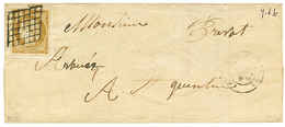 1851 10c CERES (n°1) TB Margé Nuance Trés Fonçée Obl. Grille Sur Lettre De ST QUENTIN. Signé CALVES & SCHELLER. TTB. - 1849-1850 Cérès