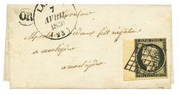 1850 20c (n°3) Bord De Feuille Obl. Grille + OR Sur Lettre Avec Texte Daté "LALINDE". TB. - 1849-1850 Cérès