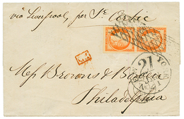 "Affrt à 80c Pour Les ETATS-UNIS" : 1852 Paire 40c CERES (n°5) TB Margé (filet à Peine Effleuré En 1 Point Coin Supérieu - 1849-1850 Cérès