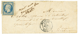 1853 25c PRESIDENCE TTB Margé + Bord De Feuille Obl. PC + MEDEAH ALGERIE Sur Lettre. Timbre LUXE. - 1853-1860 Napoléon III