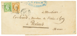 5c (n°12) + 10c (n°13) Obl. Sur Bande D' IMPRIME Pour REIMS. RARE. TB. - 1853-1860 Napoleon III
