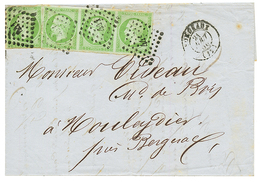 1854 5c (n°12) Bande De 3 + 1ex. 5c(n°12) Nuance Différente Pd Sur Lettre De BORDEAUX. TB. - 1853-1860 Napoléon III