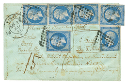 "VIA BRODY" : 1861 20c (n°14)x6 Sur Enveloppe De PARIS Via BERLIN, & BRODY Pour KIEFF (RUSSIE). RARE. TB. - 1853-1860 Napoleon III