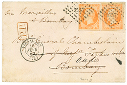 1860 40c (n°16)x2 Obl. PC 3537 + T.15 VERSAILLES Sur Env. Pour Le GENERAL CHAMBERLAIN Commandant Les Troupes Anglaises E - 1853-1860 Napoleon III