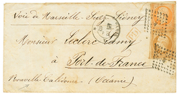"Destination PORT De FRANCE NOUVELLE CALEDONIE" : 1862 10c (n°13) + 40c (n°16) Pd Sur Lettre De PARIS Via SUEZ - SYDNEY  - 1853-1860 Napoleon III