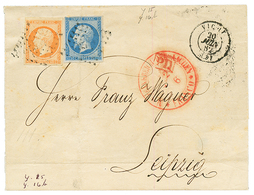 1862 20c (n°14) TB Margé + 40c (n°16) TTB Margé + PC + T.15 VICHY Sur Lettre Pour LEIPZIG (ALLEMAGNE). TTB. - 1853-1860 Napoléon III