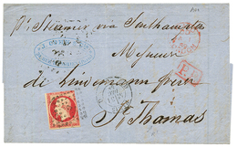 1859 80c (n°17) Def. Sur Lettre De PARIS Pour L' ILE De ST THOMAS. Destination Rare. TB. - 1853-1860 Napoleon III