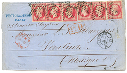 "4F80 Pour Le MEXIQUE" : 1862 80c (n°17) X6 Obl. ETOILE Pleine Sur Lettre De PARIS Pour VERA-CRUZ. Affrt Rare. TB. - 1853-1860 Napoléon III