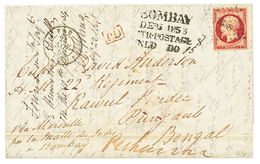 1853 1F EMPIRE (n°18) Filet Effleuré à Gauche Mais Intact Sur Lettre De PAU Pour PUNJAB (INDIA). Signé CALVES. RARE. TTB - 1853-1860 Napoleon III