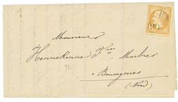 NORD : 1867 10c (n°21) Obl. OR Sur Lettre Avec Texte Daté "COUSOLORE". RARE. Certificat GOEBEL (2004). TTB. - 1863-1870 Napoleon III With Laurels