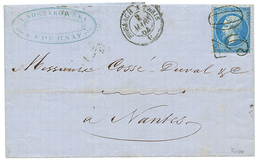 1864 20c (n°22) Obl. TAXE 30 D.T + FORBACH A PARIS Sur Lettre D' EPERNAY. Signé CALVES. Superbe. - 1863-1870 Napoleon III With Laurels