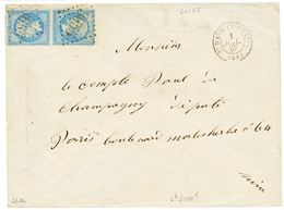 "TÊTE-BÊCHE" : 1867 Paire TÊTE-BÊCHE Du 20c (n°22b) Obl. GC 3655 + T.15 ST HAON-LE-CHATEAU Sur Enveloppe Pour PARIS. Une - 1863-1870 Napoleon III With Laurels