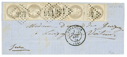 1870 4c (n°27)x5 Obl. GC 456 + T.17 BESANCON Sur Lettre. Signé CALVES. TTB. - 1863-1870 Napoleon III With Laurels