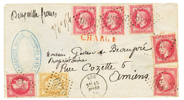 1872 80c (n°32) X6 + 10c SIEGE (n°36) Obl. GC 3239 + T.16 RUE + CHARGE + "VD=2000F" Sur Petite Enveloppe Pour PARIS. Aff - 1863-1870 Napoléon III Lauré