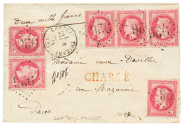 1873 80c (n°32) X6, 2 Ex. Pd Obl. GC 926 + T.16 CHATEAU THIERRY + CHARGE + "VD=1000F" Sur Petite Enveloppe Pour PARIS. A - 1863-1870 Napoléon III Lauré