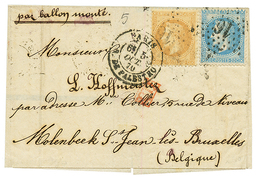 10c (n°28) + 20c (n°29) Obl. Etoile 16 + PARIS 5 Oct 70 Sur Lettre Pour MOLEMBECK (BELGIQUE). Verso, Arrivée 19 Oct 70.  - Guerre De 1870