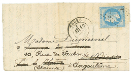 "Pli Confié De L' ARMAND BARBES" : 20c(n°29) Obl. GC 3997 + T.17 TOURS 10 Oct 70 Sur Lettre Avec Texte ST ADRESSE Réexpé - War 1870