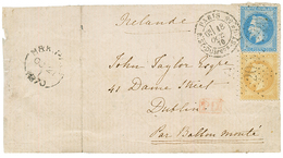 "BALLON MONTE Pour L' IRLANDE" : 1870 10c(n°28) + 20c (n°29) Pd Obl. Etoile 20 + PARIS 18 Oct 70 Sur DEVANT De Lettre (f - Guerre De 1870