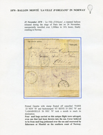 "LA VILLE D' ORLEANS - BALLON ACCIDENTE En NORVEGE" : PARIS 24 Nov 70 Sur GAZETTE DES ABSENTS N°9 (timbres Décollés Lors - Guerre De 1870