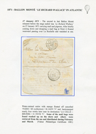 "RICHARD WALLACE - BALLON ACCIDENTE" : PARIS 26 Janv 71 Sur Lettre (timbres Décollés Lors Du Naufrage) Pour CELLE BRUERE - Guerre De 1870