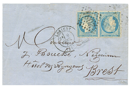 1871 TETE-BÊCHE Du 20c SIEGE (n°37c) Obl. GC 2084 + T.17 LORIENT Sur Lettre Avec Texte Pour BREST. 2 Dents D'angle Court - 1870 Siege Of Paris