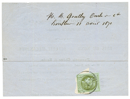 1871 1c BORDEAUX (n°39) TB Margé Obl. Sur IMPRIME De HONFLEURS. Le 1c BORDEAUX Cote 1500€ Seul Sur Lettre. TB. - 1870 Bordeaux Printing