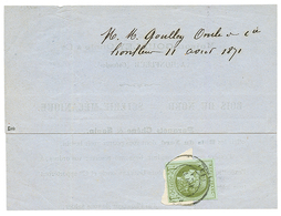 1871 1c BORDEAUX (n°39) TB Margé Obl. Sur IMPRIME De HONFLEURS. Le 1c BORDEAUX Cote 1500€ Seul Sur Lettre. TB. - 1870 Emission De Bordeaux