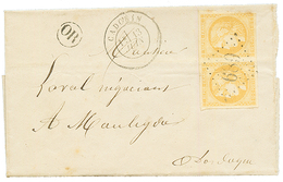 1871 Paire 10c BORDEAUX (n°43) Pd Léger Pli Obl. GC 689 + T.17 CADOUIN Sur Lettre. TB. - 1870 Emission De Bordeaux