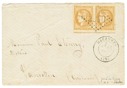 1871 Paire 10c BORDEAUX (n°43A) PIQUAGE Spécial En Ligne + T.17 MARENNES Sur Lettre. Signé SCHELLER. TTB. - 1870 Bordeaux Printing