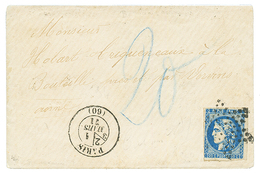 1871 20c BORDEAUX (pd) Obl. ETOILE Pleine + PARIS (60) 1 Mars 71 + Taxe 20 Bleue Sur Enveloppe Pour L' AISNE. TTB. - 1870 Emission De Bordeaux
