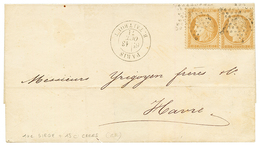 1871 Mixte 10c SIEGE (n°36) + 15c CERES (n°59) Obl. Etoile Sur Lettre De PARIS Pour LE HAVRE. RARE. TTB. - 1871-1875 Ceres