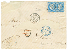 "Timbres De FRANCE Au Type CERES Utilisés En INDOCHINE" : 1873 FRANCE 25c CERES (n°60)x2 Obl. CCH + CORR. D'ARMEES SAIGO - 1871-1875 Ceres