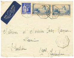 "BATEAU - AVION Pour Le LAOS Via DAMAS & BEYROUTH " : 1938 2F (x2) + 65c Obl. MARSEILLE A KOBE N°8 Sur Env. PAR AVION Po - Autres & Non Classés