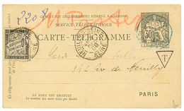 1888 CARTE TELEGRAMME 30c + Timbre TAXE 30c Obl. NEUILLY-S-SEINE. RARE. Superbe. - Other & Unclassified