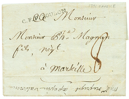 MAURICE : 1791 C.F.P. TOULON Sur Lettre Avec Texte Daté "ISLE DE FRANCE" Pour MARSEILLE. Rare. Superbe. - Maritime Post