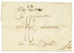 "LES SAINTES" : 1808 Cachet Rare 42 COL. PAR NANTES Sur Lettre Des SAINTES Avec Entête Imprimée "COLONEL COMMANDANT AUX  - Poste Maritime