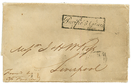 1813 Cachet Encadré PURIFIE à GENES Au Recto D'une Lettre Avec Texte Daté "SMYRNE" Pour LIVERPOOL. Trés Rare. TTB. - Poste Maritime