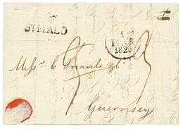 "ESPAGNE Via ST MALO Pour GUERNESEY" : 1829 34 ST MALO + Taxe 3 Sur Lettre Avec Texte D' ALICANTE (ESPAGNE) Pour GUERNES - Maritime Post