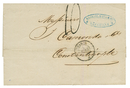 1856 Cachet THABOR + Taxe 10 Sur Lettre De MARSEILLE Pour CONSTANTINOPLE. Indice 22 (700€). TB. - Maritime Post