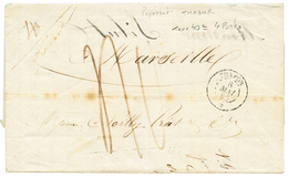 1855 Cachet THABOR + Taxe 40 ( QUADRUPLE PORT) Sur Lettre De CONSTANTINOPLE Pour MARSEILLE. Indice 22 (700€). Rare En Qu - Poste Maritime